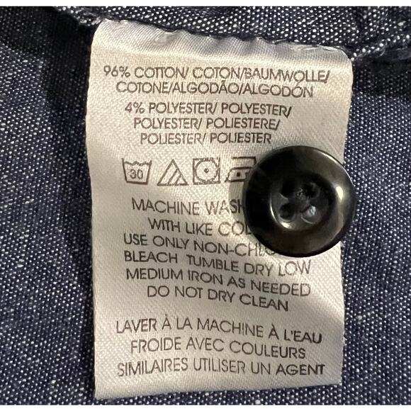 All-Son Brand Men’s Chambray Shirt Denim Button Down Blue Cotton Long Sleeve L - Picture 5 of 5